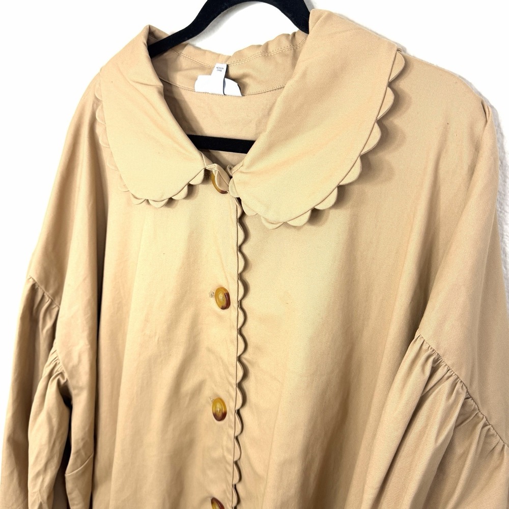 NWT Kika‎ Vargas x Target Beige Scalloped Collar Midi Lightweight Jacket Size 4X - Picture 2 of 14